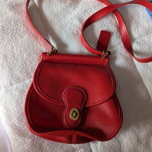 Vintage Coach Post Pouch Red Leather Crossbody Bag Made in USA 0283-322